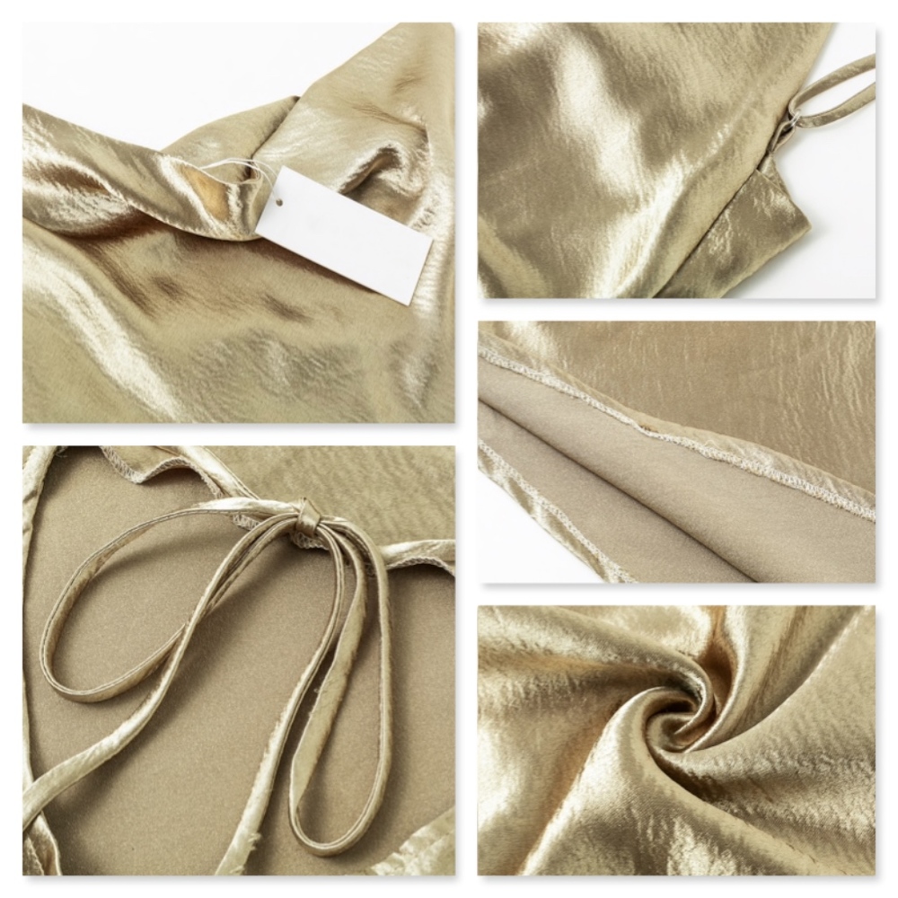 Gold or White Backless Satin Cami Long Slip Dress - Picture 8 of 16